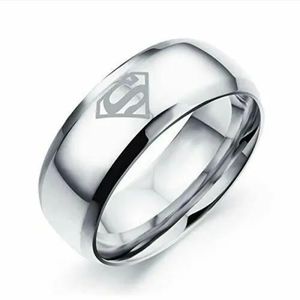 New Engraved 4 Round Superman Symbol Ring.